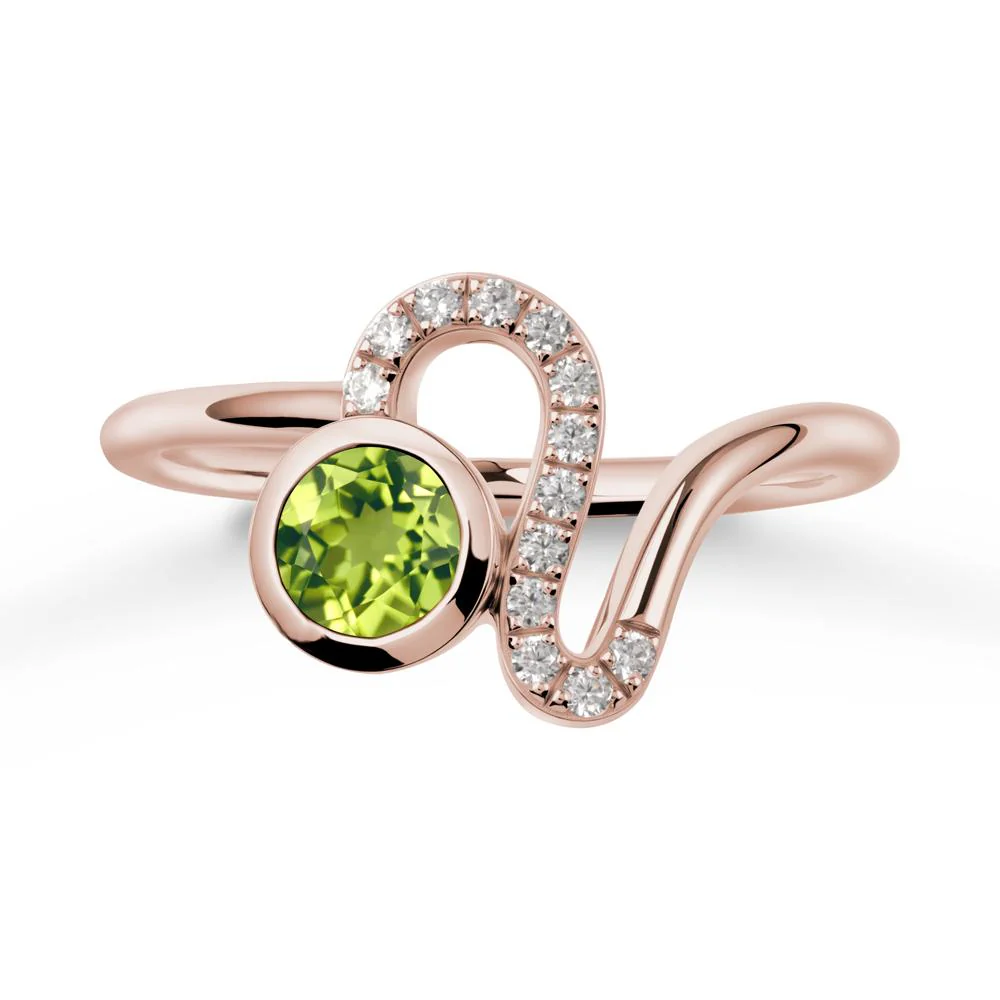 Leo Zodiac Round Peridot Ring - Image 2