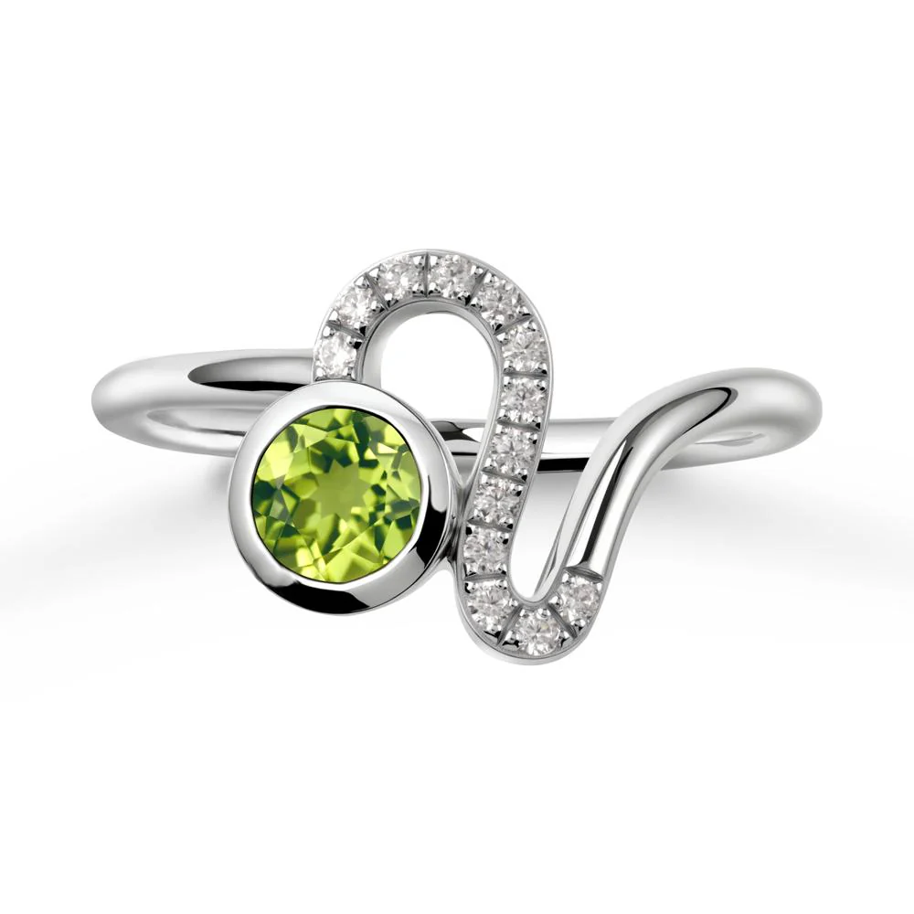 Leo Zodiac Round Peridot Ring - Image 3