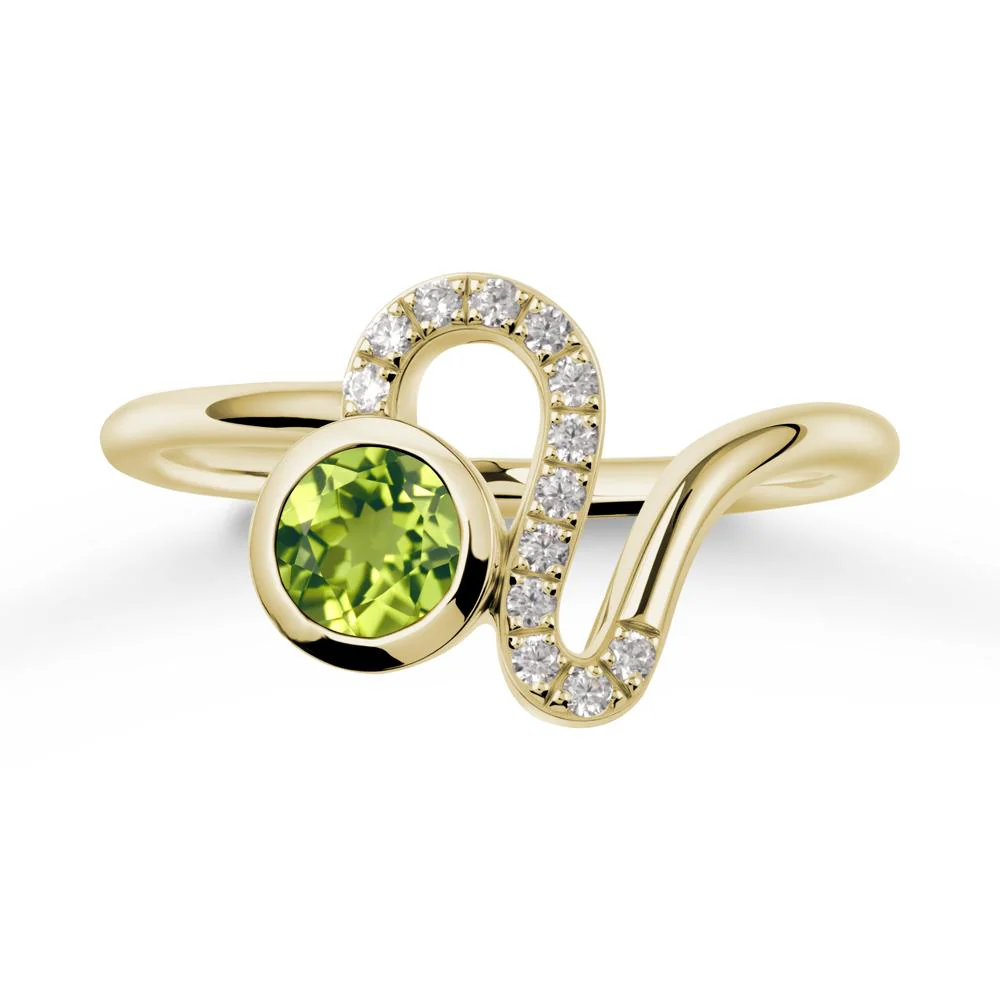 Leo Zodiac Round Peridot Ring - Image 4