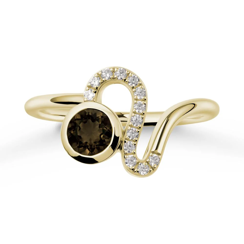 Leo Zodiac Round Smoky Quartz Ring - Image 4