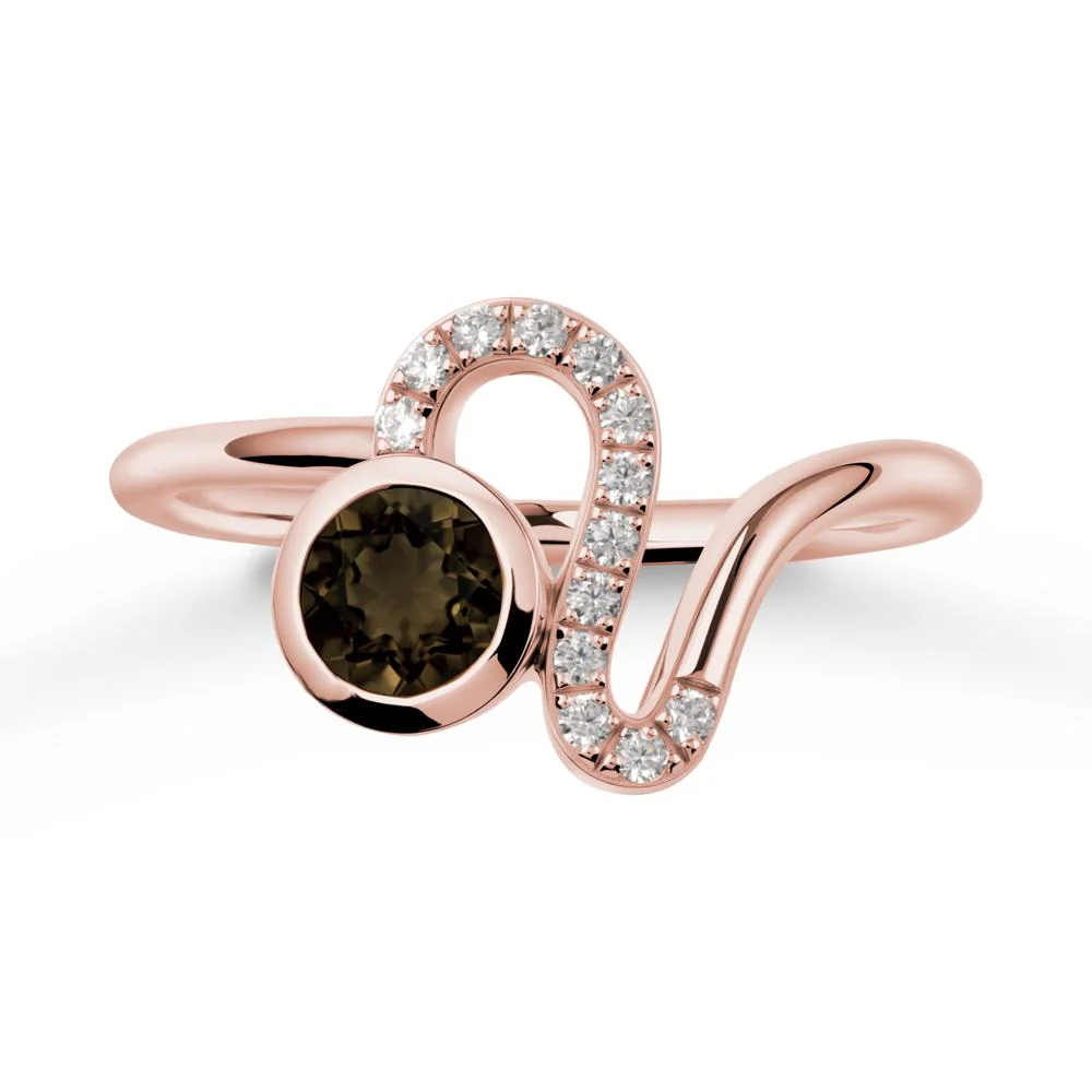 Leo Zodiac Round Smoky Quartz Ring - Image 5