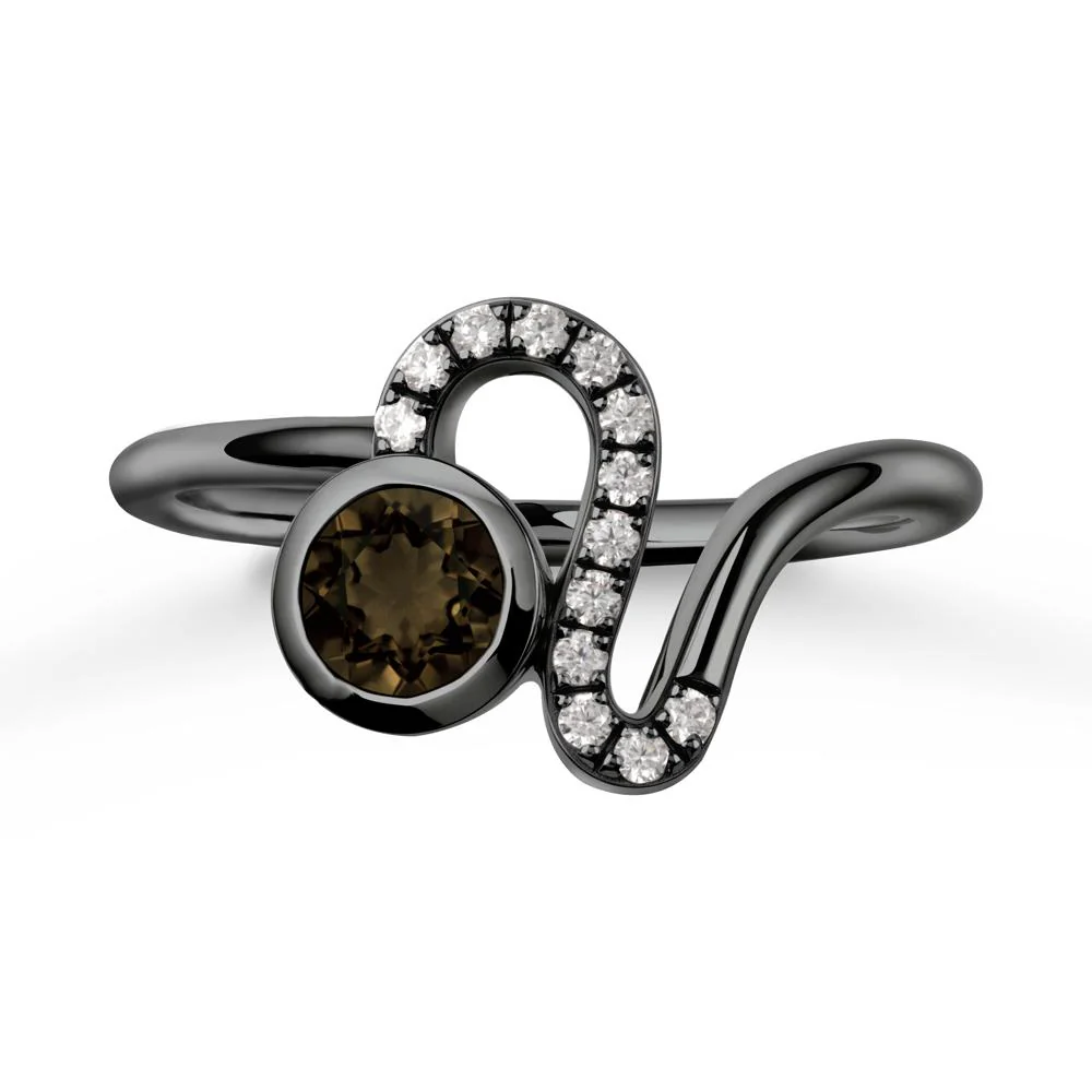 Leo Zodiac Round Smoky Quartz Ring - Image 8