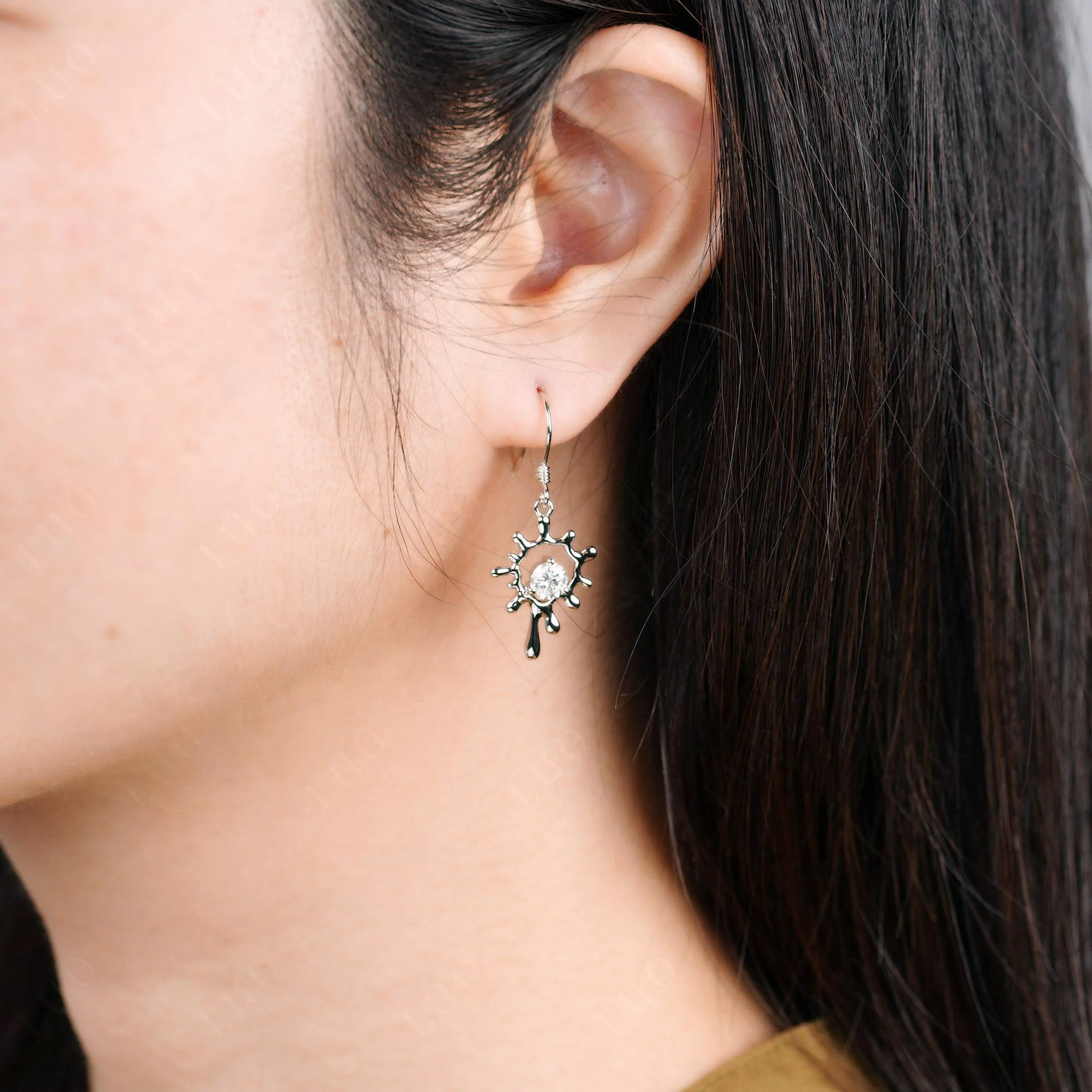Liquid Cubic Zirconia Dangle Earrings - Image 4
