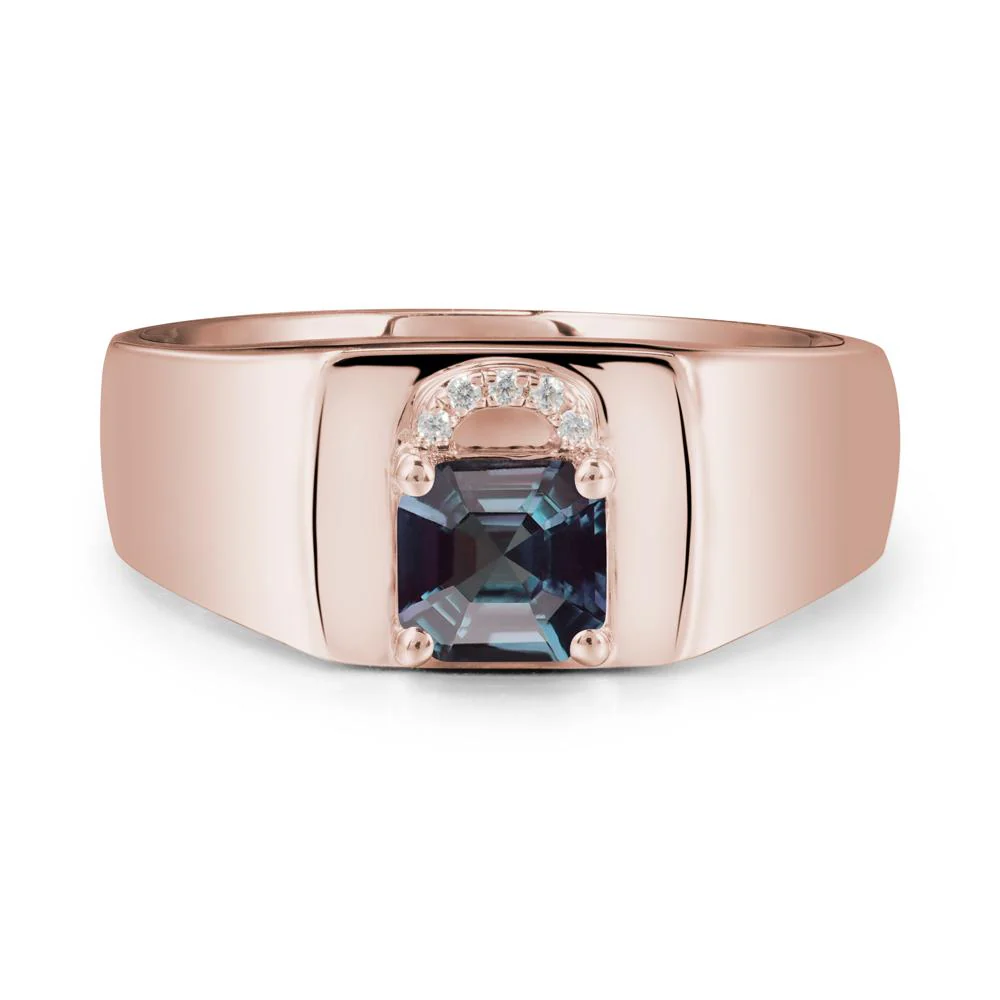 Lock Insipired Alexandrite Ring for Men
