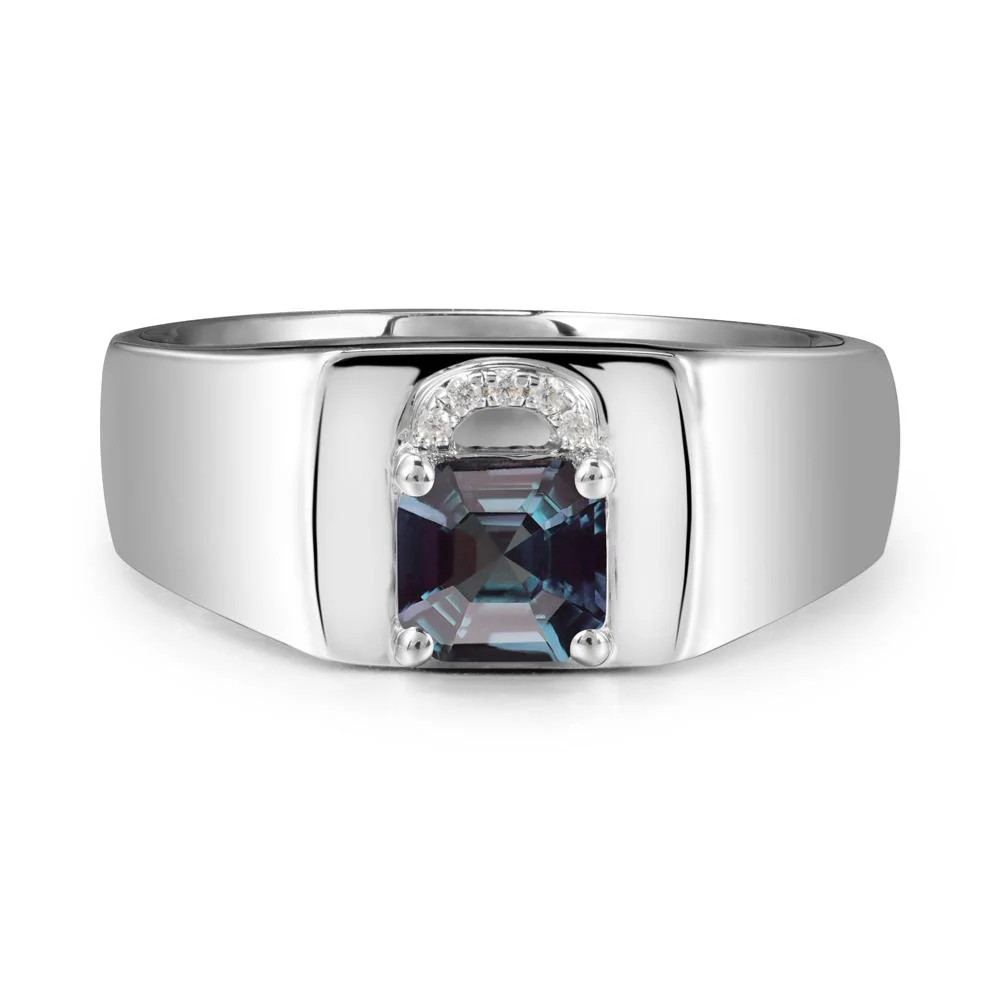 Lock Insipired Alexandrite Ring for Men - Image 2