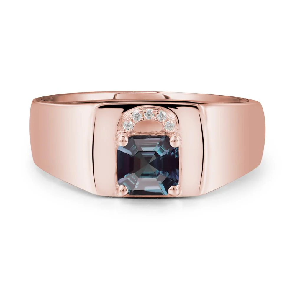 Lock Insipired Alexandrite Ring for Men - Image 4