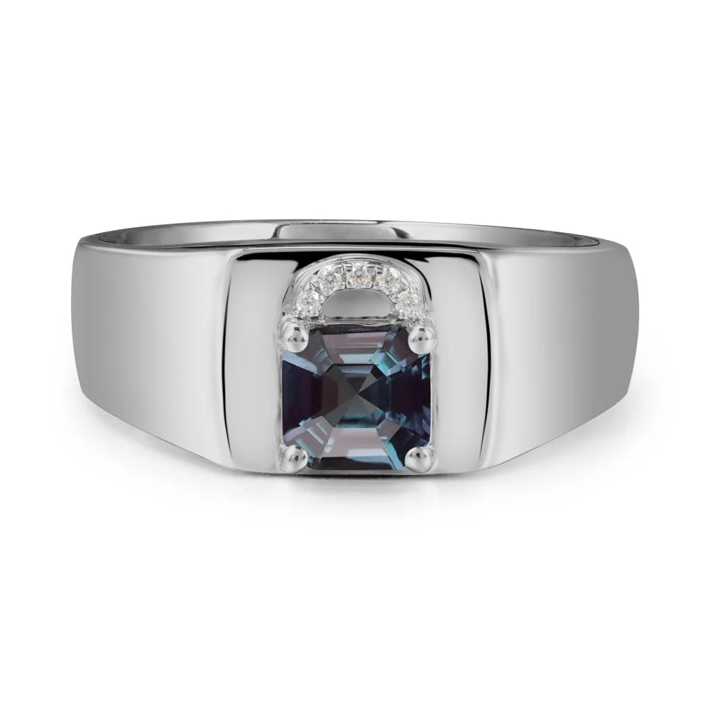 Lock Insipired Alexandrite Ring for Men - Image 8