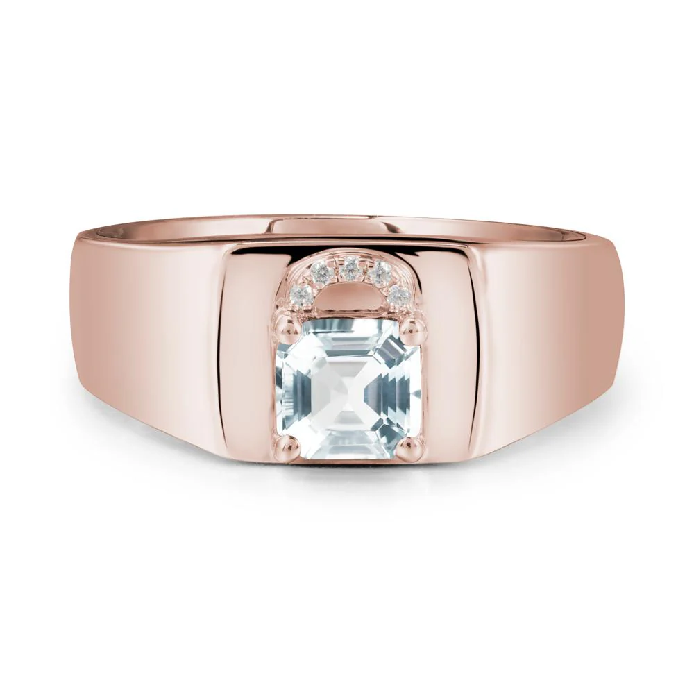 Lock Insipired Aquamarine Ring for Men - Image 2