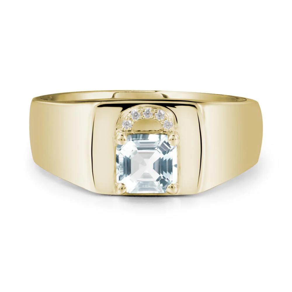 Lock Insipired Aquamarine Ring for Men - Image 3