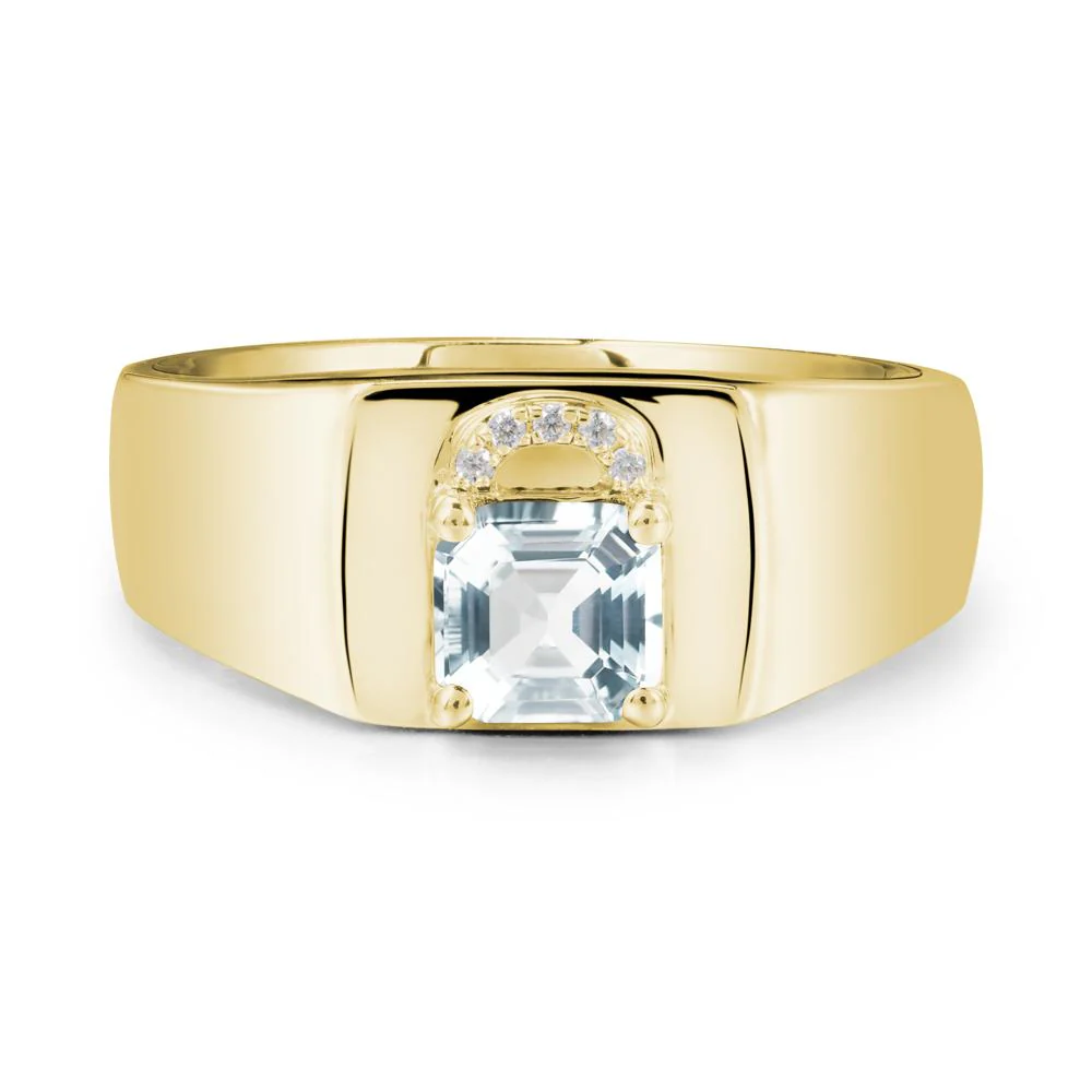 Lock Insipired Aquamarine Ring for Men - Image 6