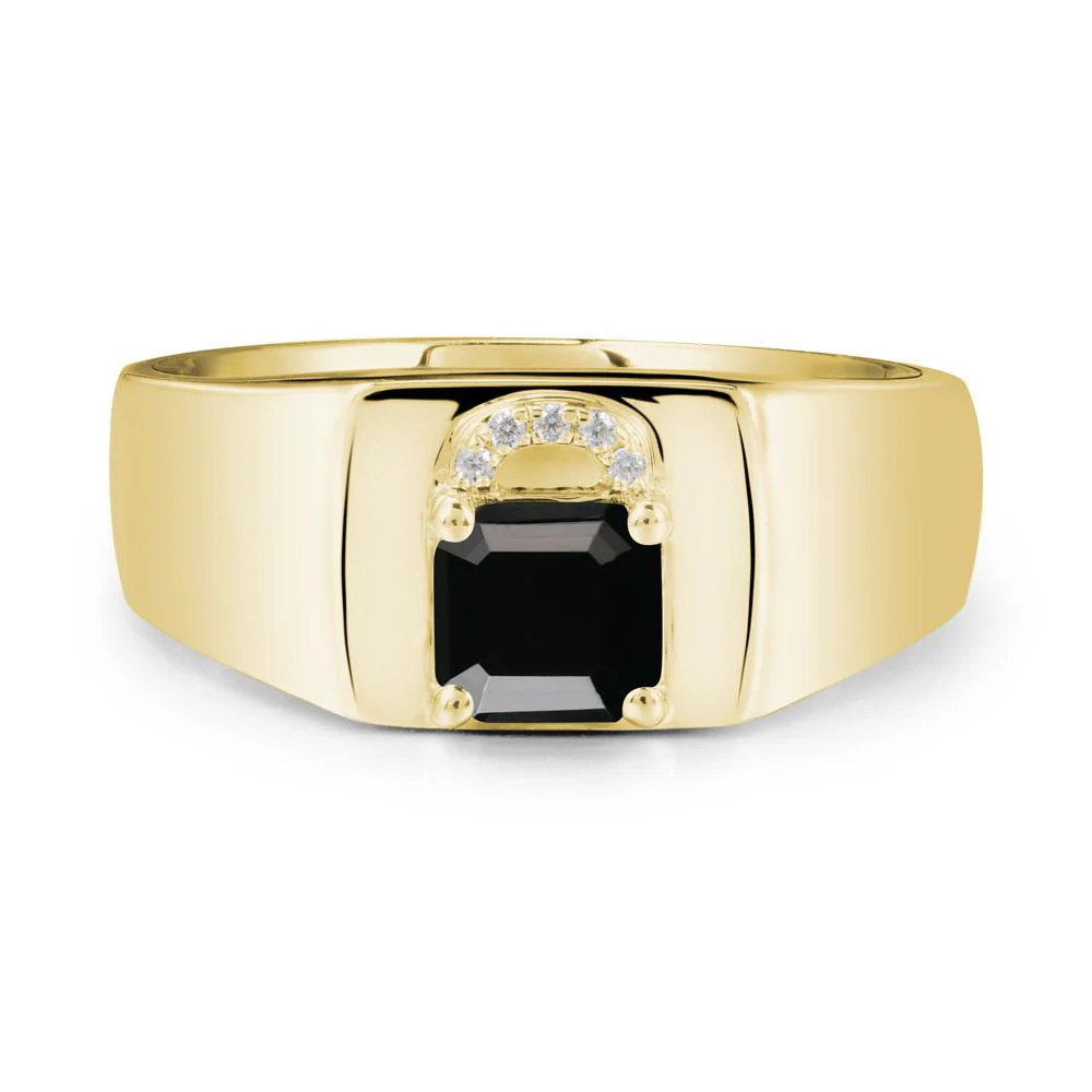 Lock Insipired Black Spinel Ring for Men - Image 6