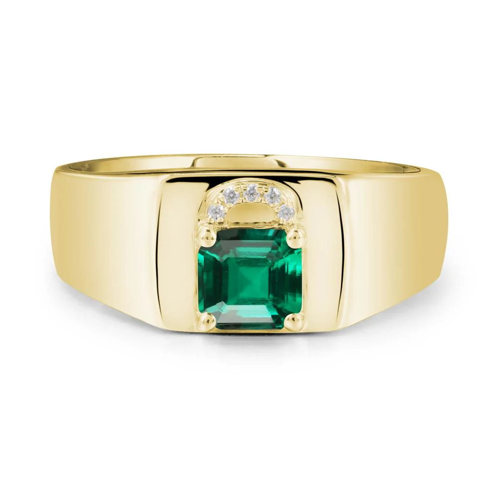 Lock Insipired Emerald Ring for Men - Image 6