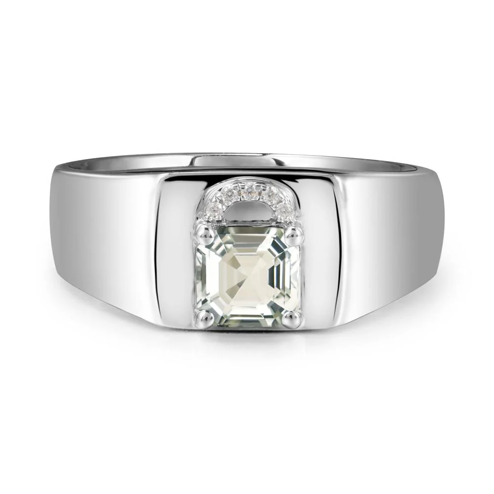 Lock Insipired Green Amethyst Ring for Men - Image 3