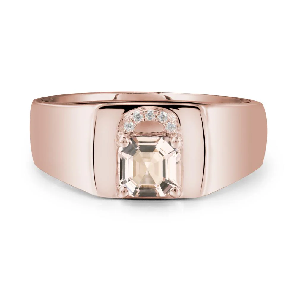Lock Insipired Morganite Ring for Men - Image 2