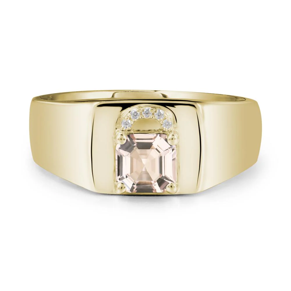 Lock Insipired Morganite Ring for Men - Image 4