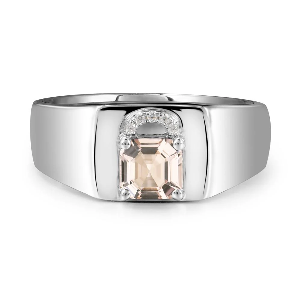Lock Insipired Morganite Ring for Men - Image 9
