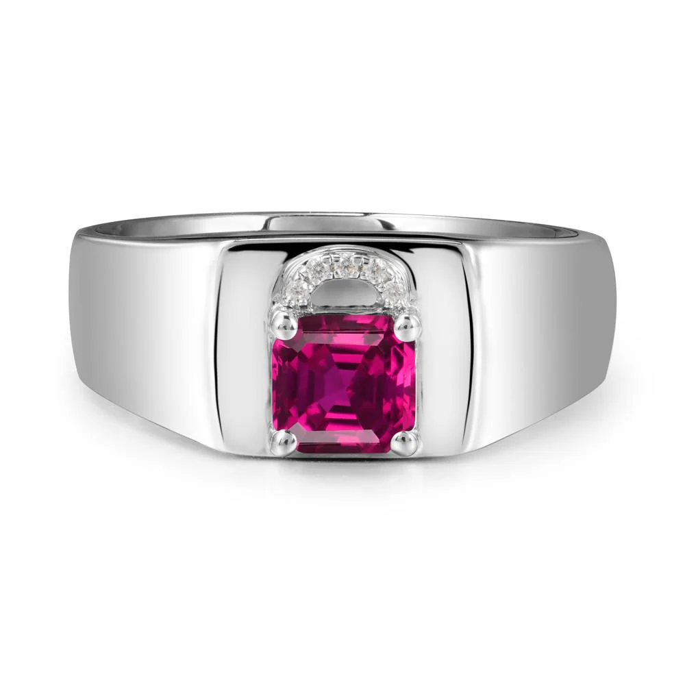 Lock Insipired Ruby Ring for Men - Image 3