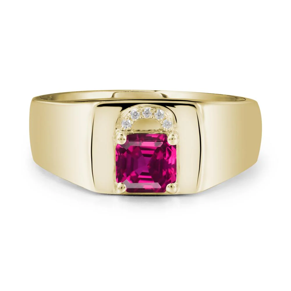 Lock Insipired Ruby Ring for Men - Image 4