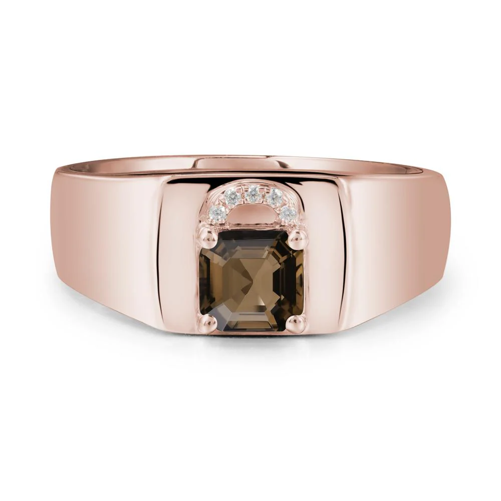 Lock Insipired Smoky Quartz Ring for Men