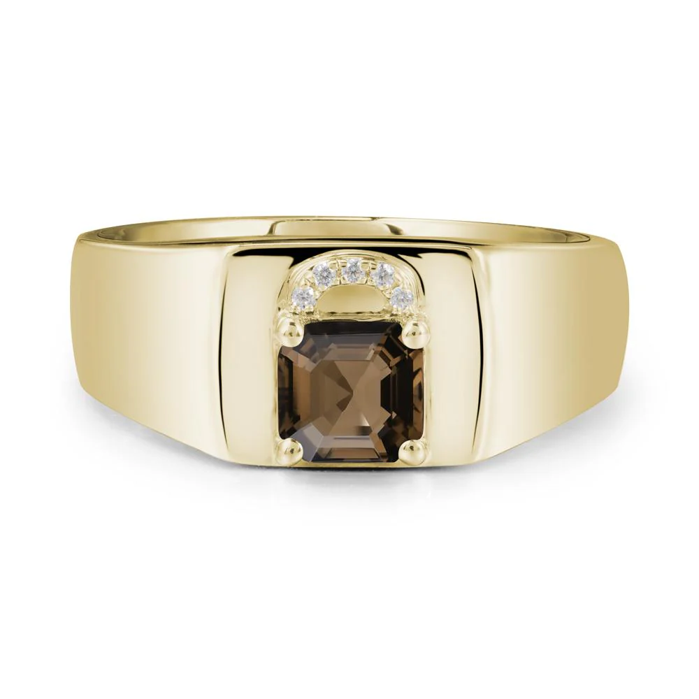 Lock Insipired Smoky Quartz Ring for Men - Image 3