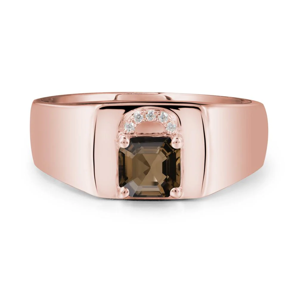 Lock Insipired Smoky Quartz Ring for Men - Image 4