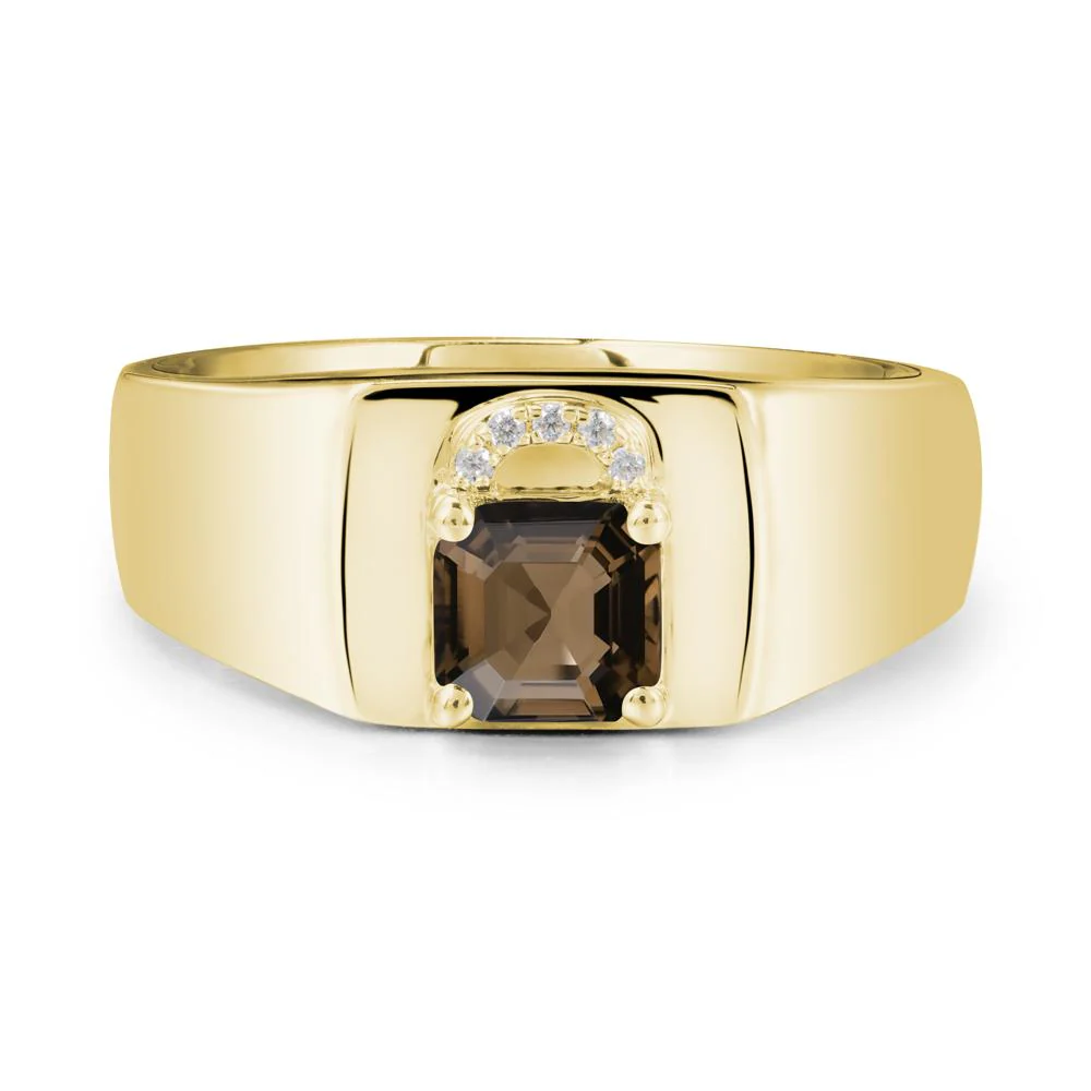 Lock Insipired Smoky Quartz Ring for Men - Image 6