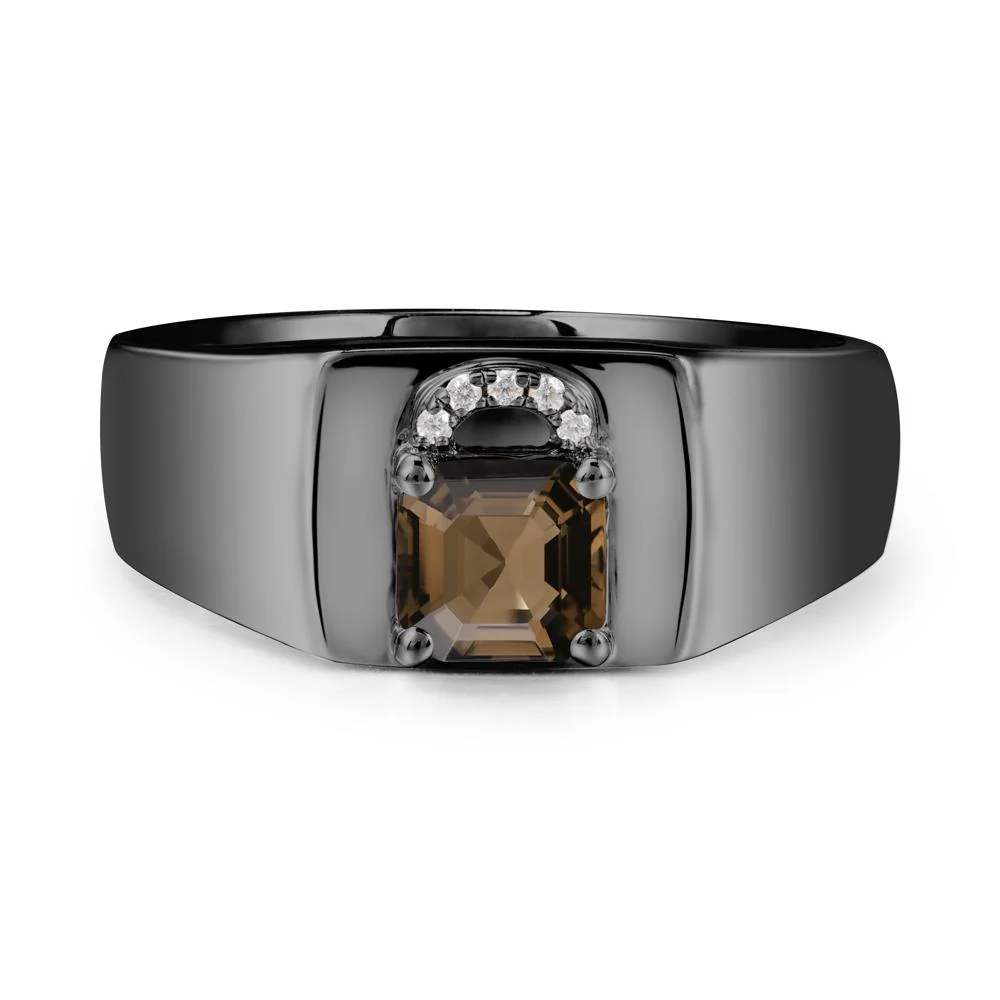 Lock Insipired Smoky Quartz Ring for Men - Image 7