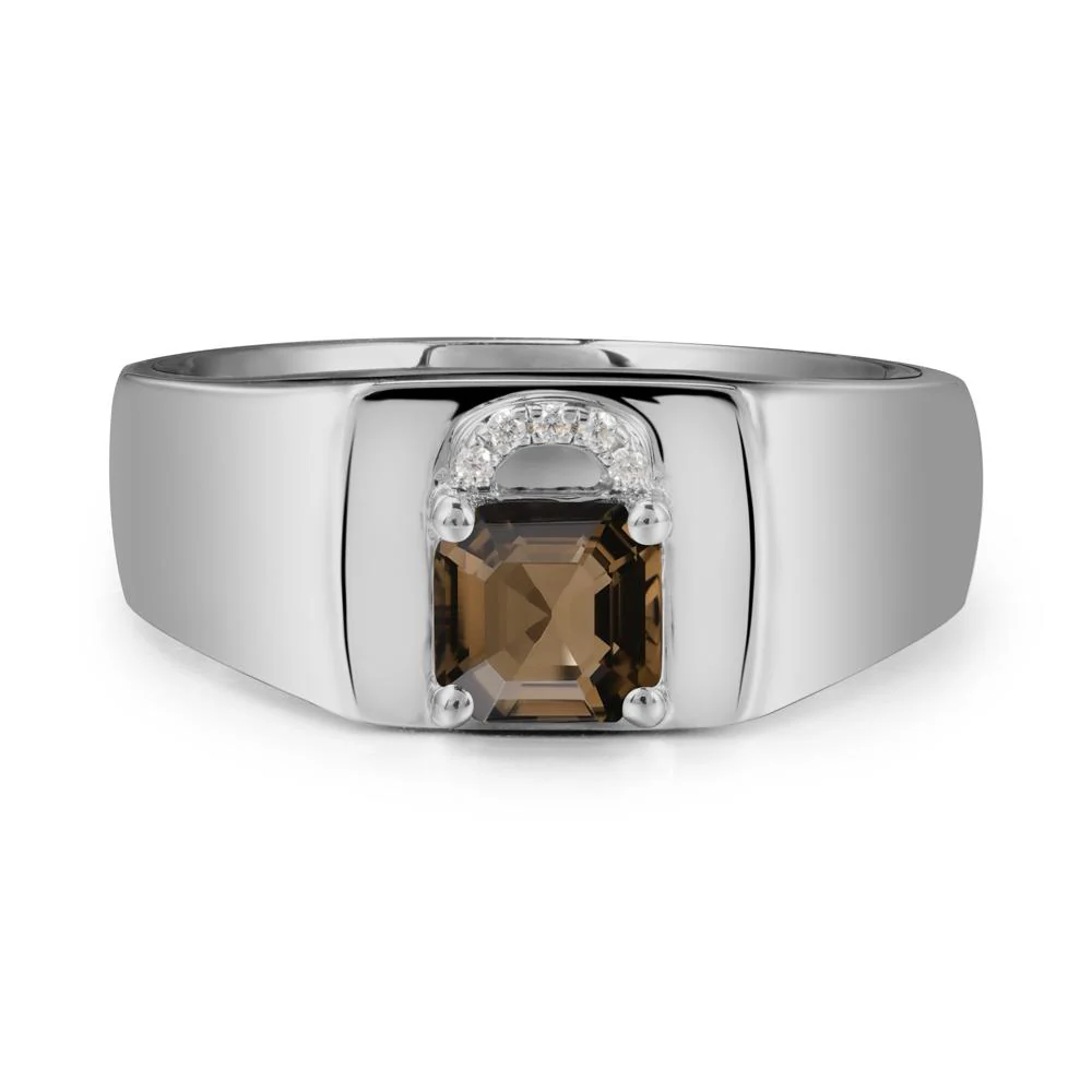 Lock Insipired Smoky Quartz Ring for Men - Image 8