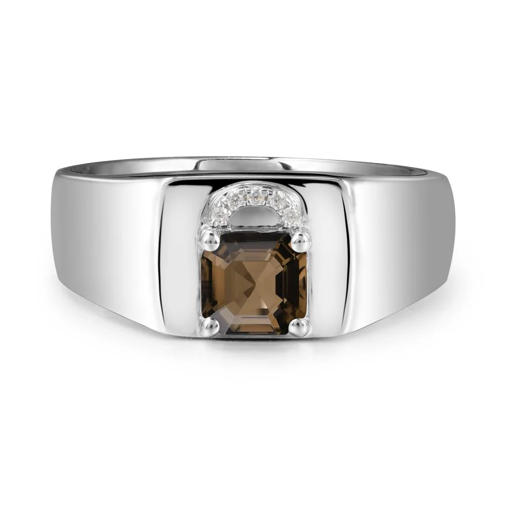 Lock Insipired Smoky Quartz Ring for Men - Image 9