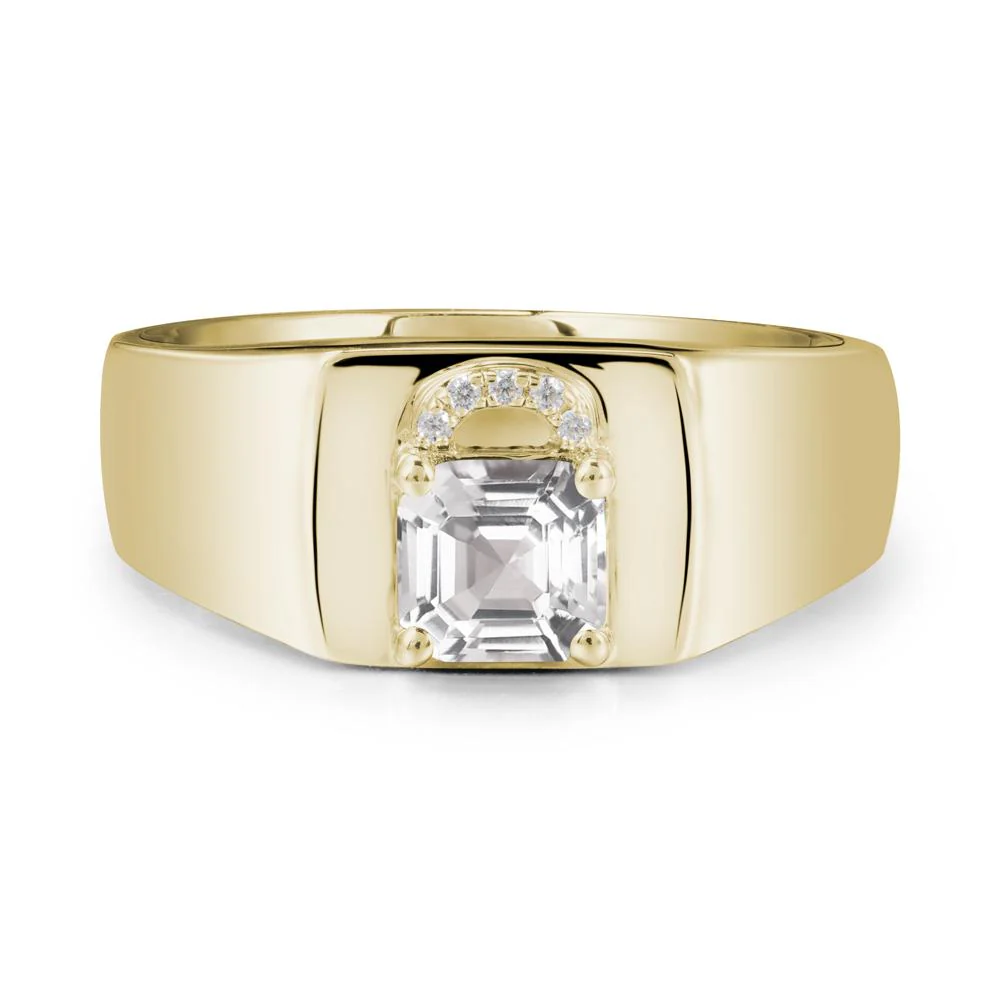 Lock Insipired White Topaz Ring for Men - Image 3