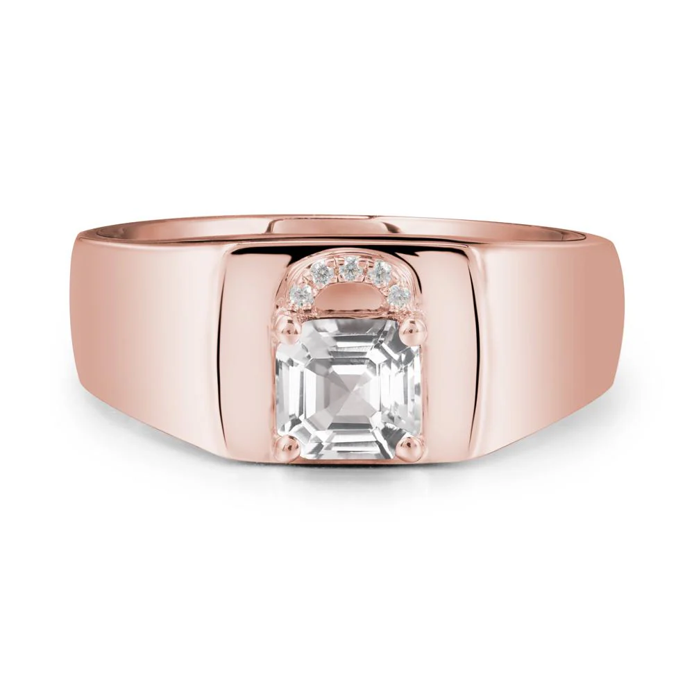 Lock Insipired White Topaz Ring for Men - Image 4