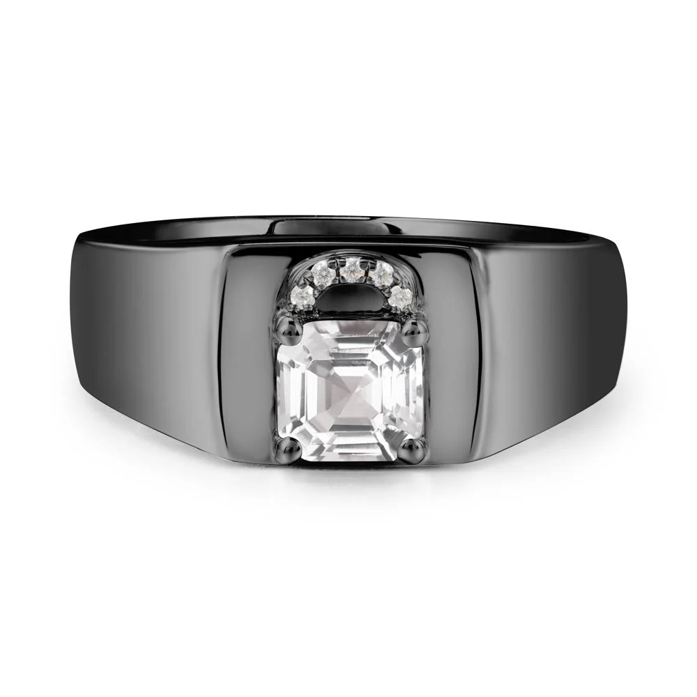 Lock Insipired White Topaz Ring for Men - Image 7