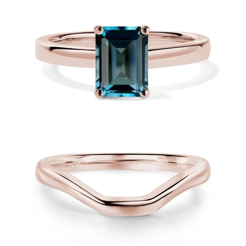Emerald Cut London Blue Topaz Solitaire Ring - Image 13
