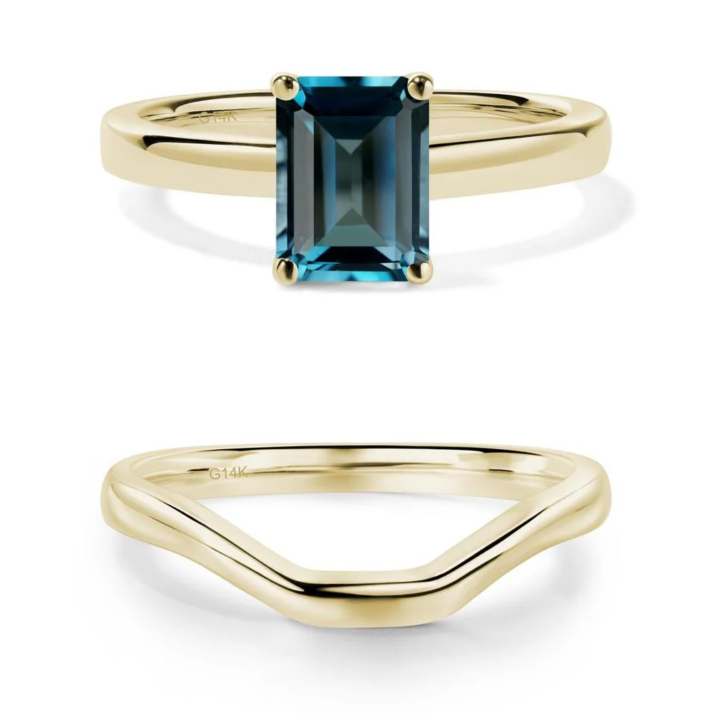 Emerald Cut London Blue Topaz Solitaire Ring - Image 15