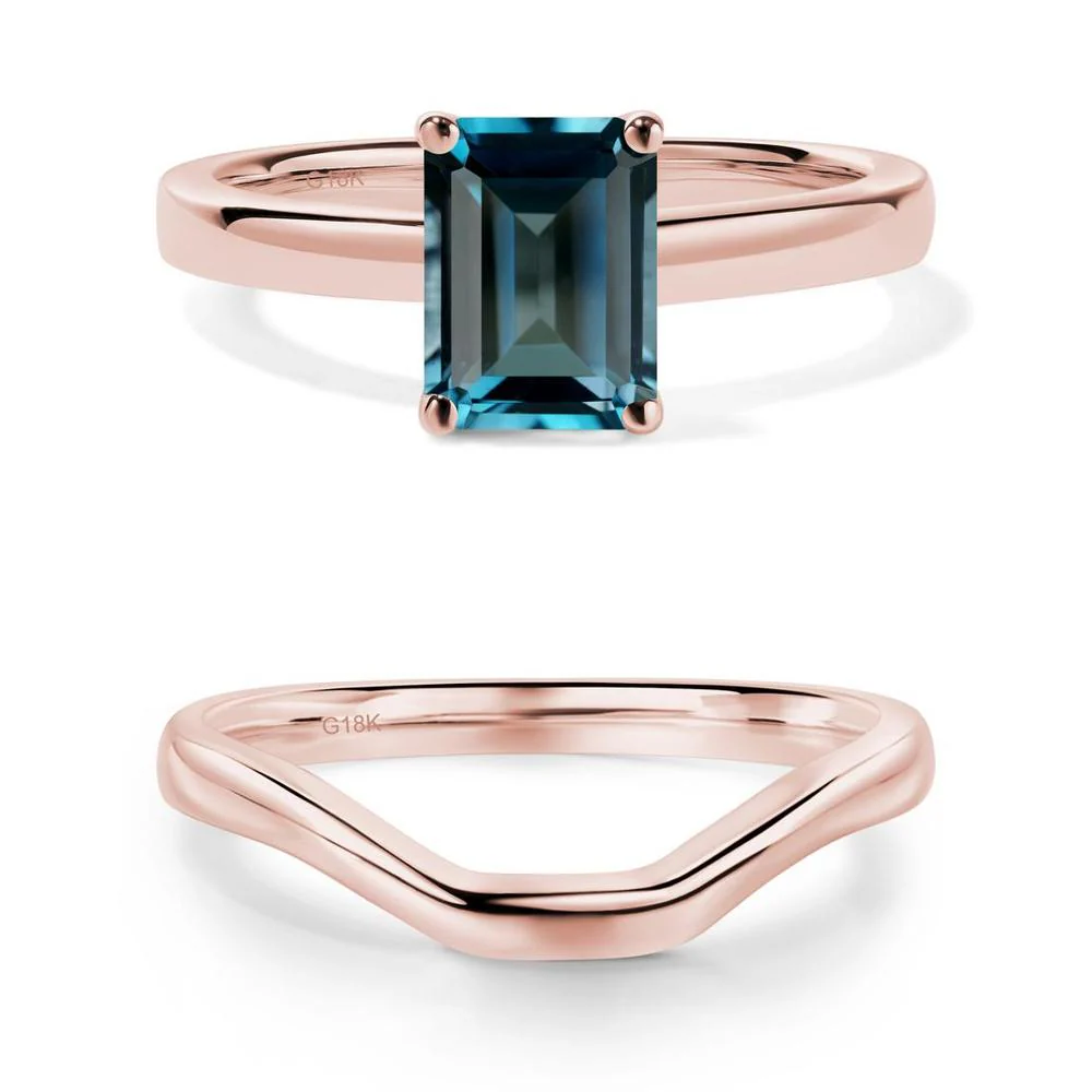 Emerald Cut London Blue Topaz Solitaire Ring - Image 17