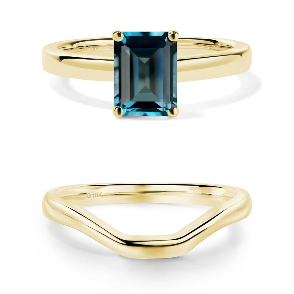 Emerald Cut London Blue Topaz Solitaire Ring - Image 21