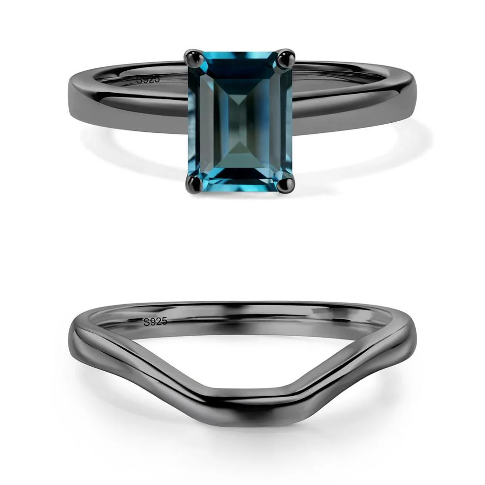 Emerald Cut London Blue Topaz Solitaire Ring - Image 23