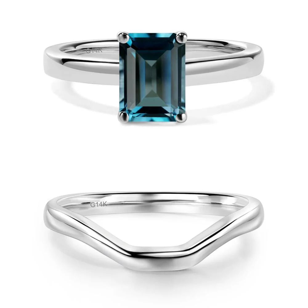 Emerald Cut London Blue Topaz Solitaire Ring - Image 25
