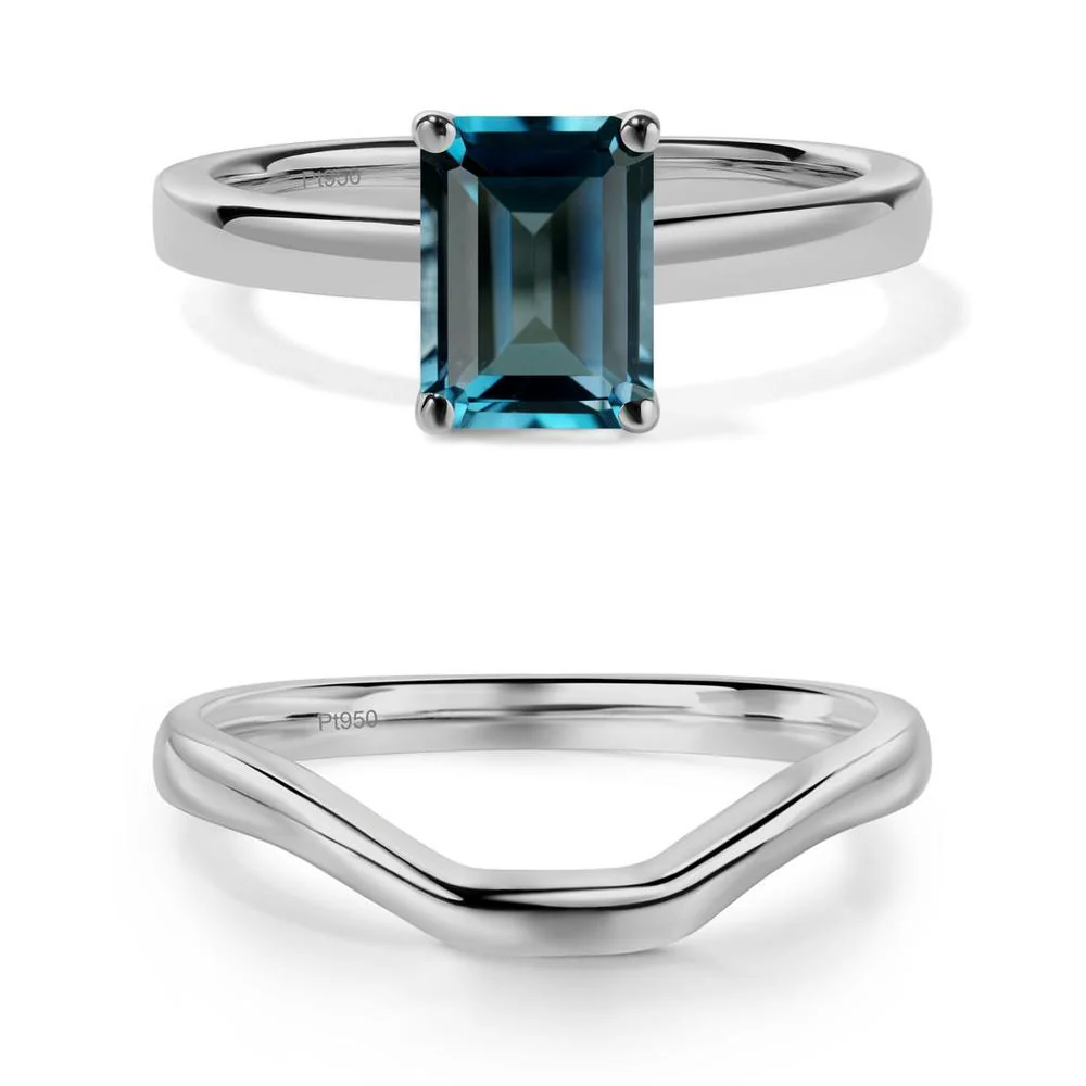 Emerald Cut London Blue Topaz Solitaire Ring - Image 27