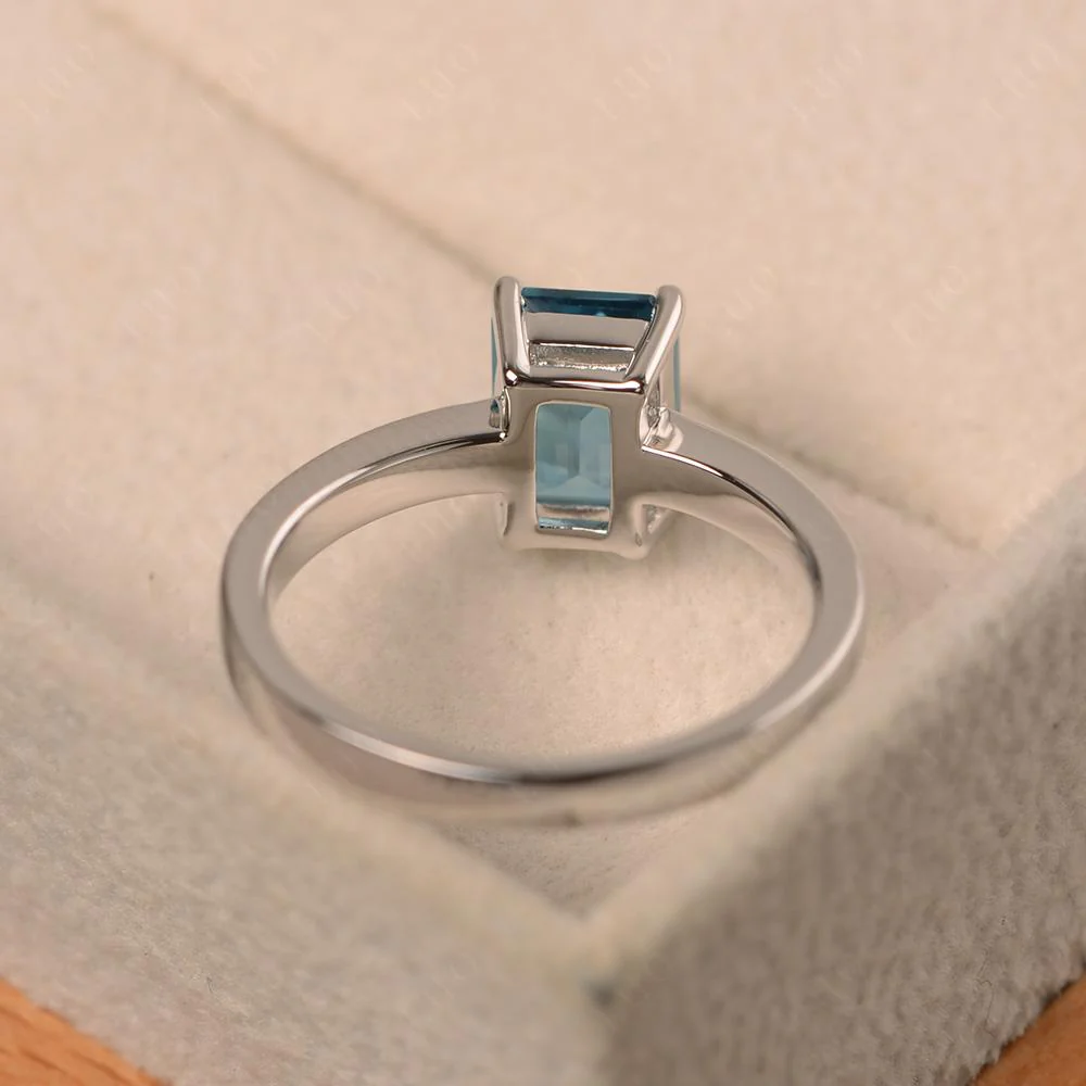 Emerald Cut London Blue Topaz Solitaire Ring - Image 31