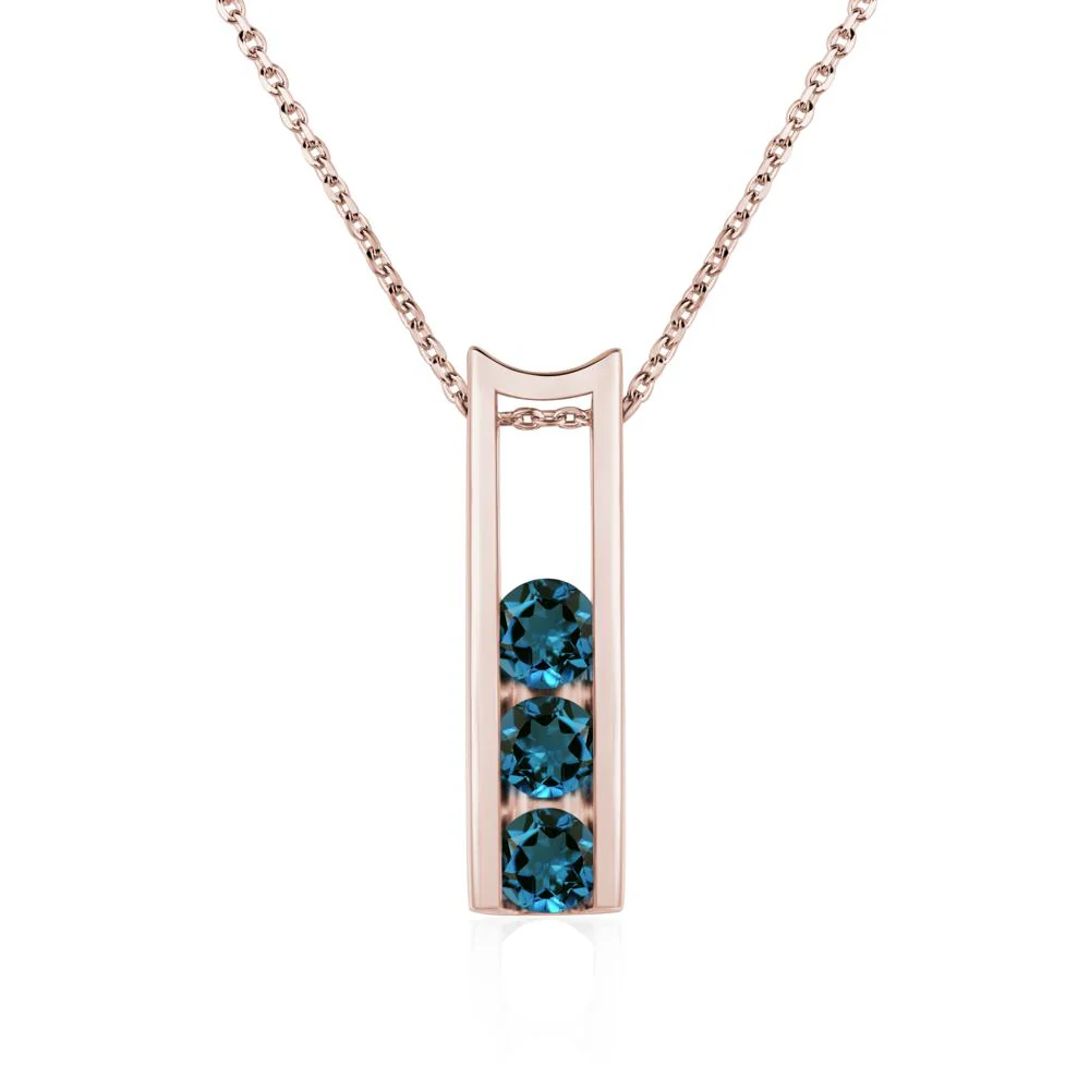 London Blue Topaz 3 Stones Mothers Necklace - Image 5
