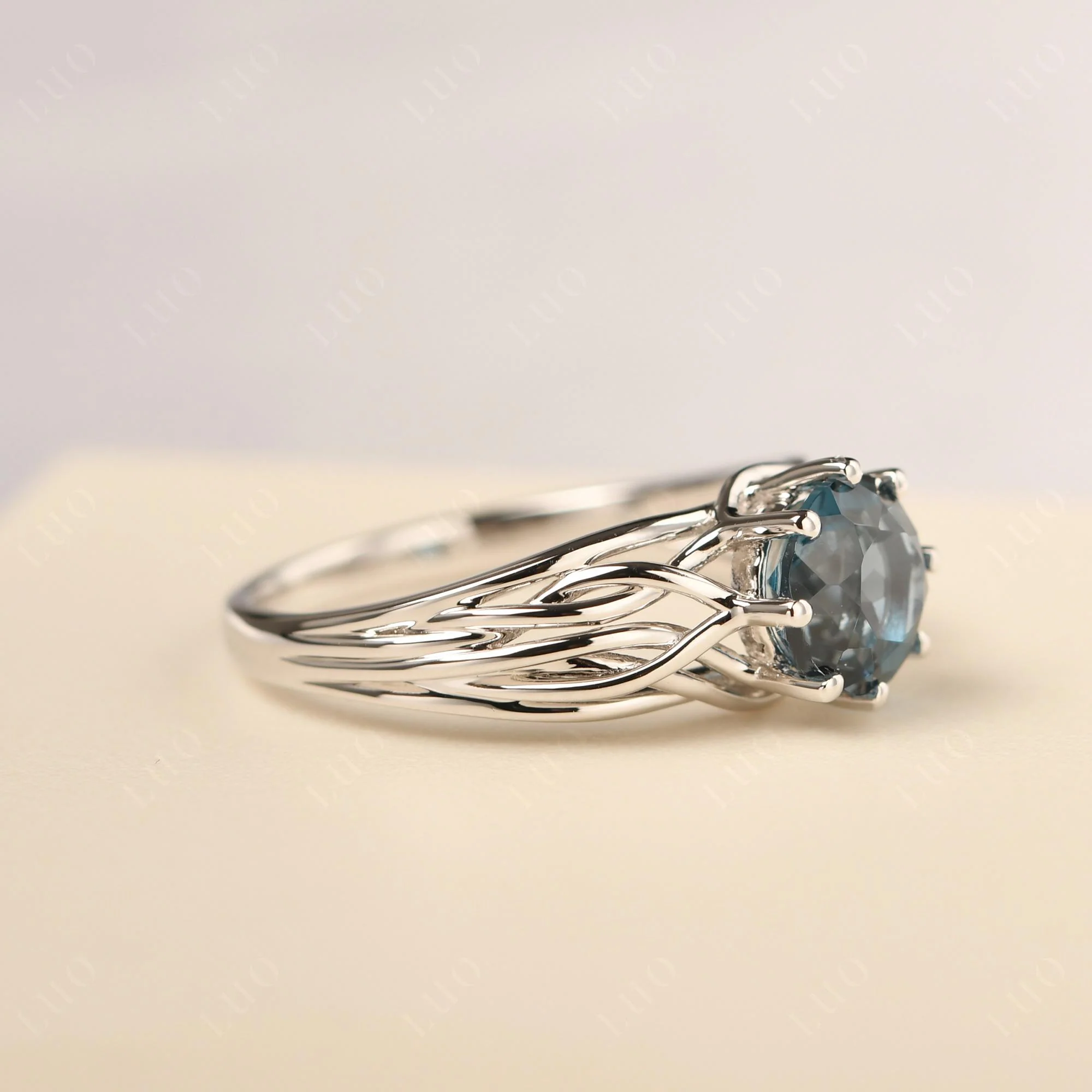 London Blue Topaz Intertwined Ring - Image 11