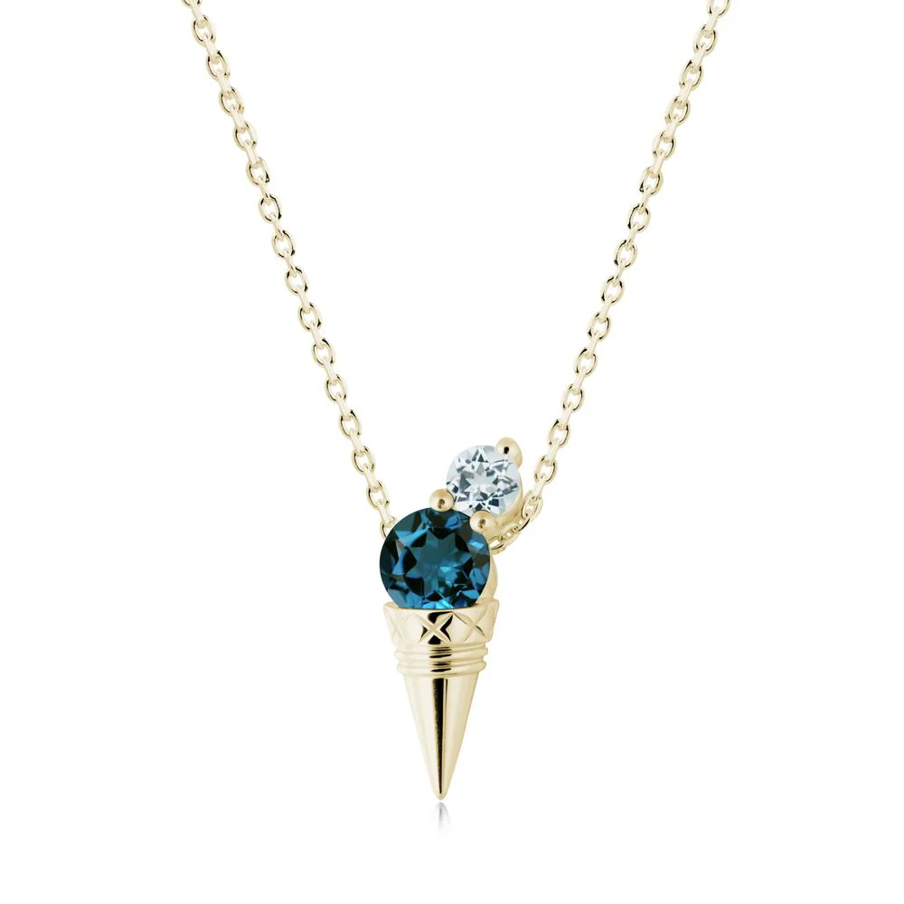 London Blue Topaz and Aquamarine Toi Et Moi Necklace
