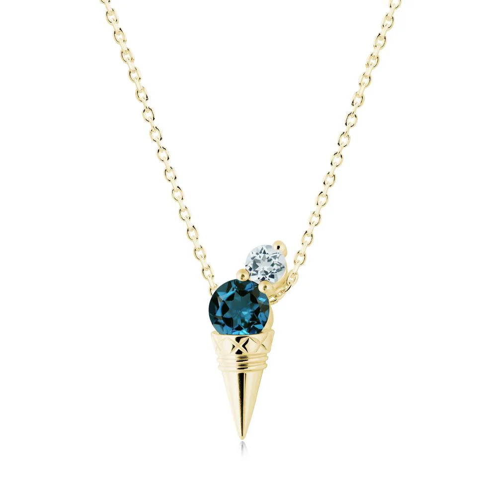 London Blue Topaz and Aquamarine Toi Et Moi Necklace - Image 4