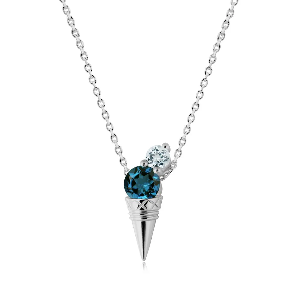 London Blue Topaz and Aquamarine Toi Et Moi Necklace - Image 5