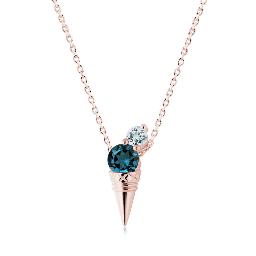 London Blue Topaz and Aquamarine Toi Et Moi Necklace - Image 7