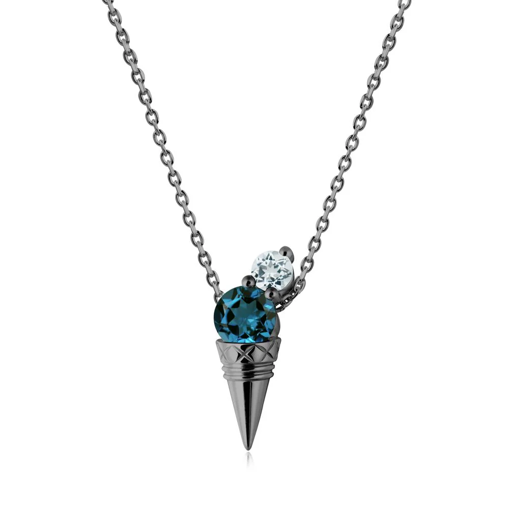 London Blue Topaz and Aquamarine Toi Et Moi Necklace - Image 8