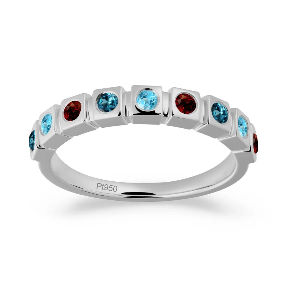 London Blue Topaz and Garnet and Sapphire Multi-Stone Ring - Image 8