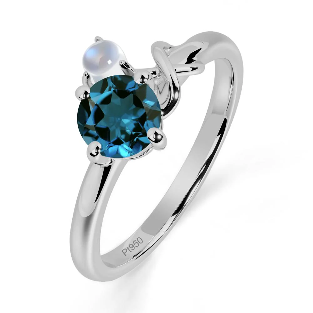 London Blue Topaz and Moonstone Infinity Knot Ring - Image 3