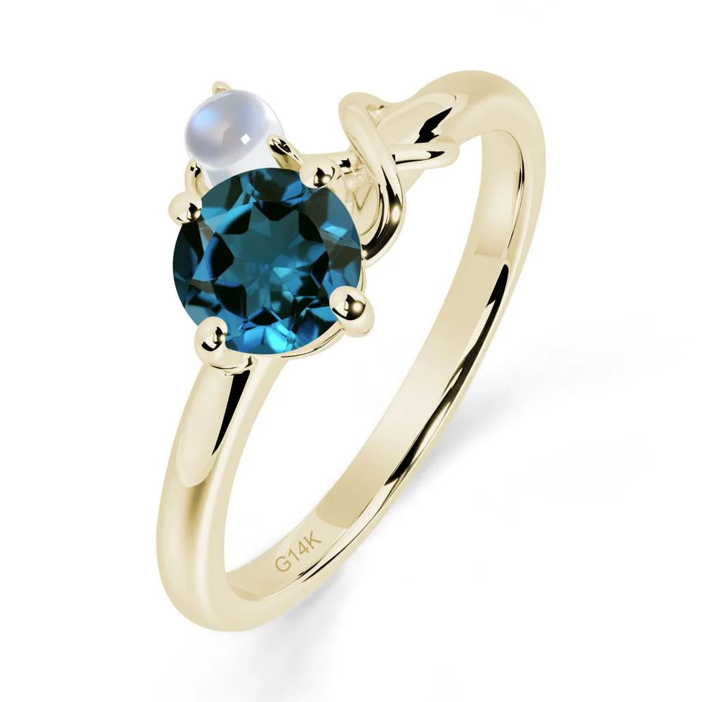 London Blue Topaz and Moonstone Infinity Knot Ring - Image 5